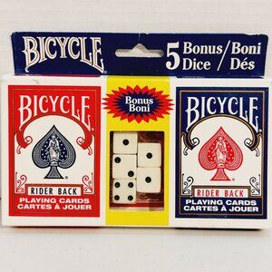 Bicycle Playing Cards 2 Deck Rider Back with 5 Bonus Dice - New old stock